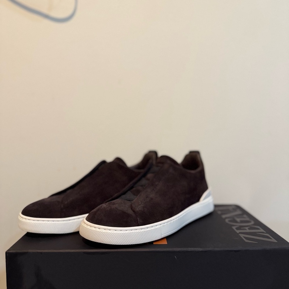 Zegna Boys/Men Brown Suede Sneakers